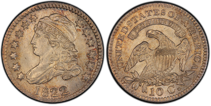 1822 Capped Bust Dime. JR-1. MS-66 (PCGS).